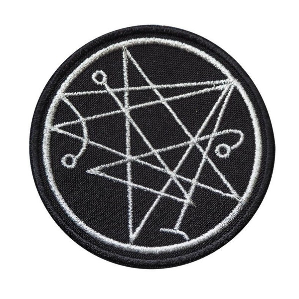 NECRONOMICON Embroidered Patch, Satanic, Occult, Symbol, Devil, Lucifer, Mephistopheles, Pagan, Demonic, Magic, Mystic, Chtulhu-1 534734
