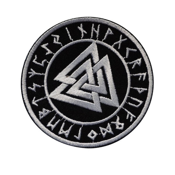 RUNES CIRCLE VIKING Embroidered Patch, Aegishjalmur, Ã†gishjÃ¡lmur, Pagan, Folk, Vikings, Icelandic, Runes, Magic, Black Metal, 534862