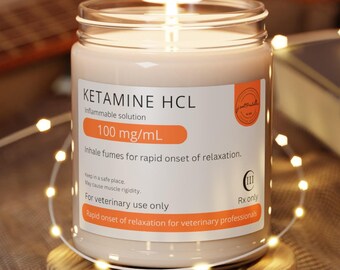 Ketamine relaxation 9 oz soy wax candle, funny veterinary candle gift, gift for RVT, gift for veterinary professional, funny medical gift