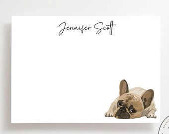French bulldog stationery, personalized name notecards, gift for her, custom stationery, dog lover gift, cute Frenchie notecards
