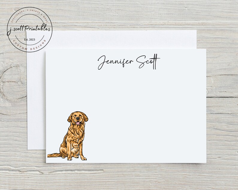 Retriever Cursive Golden Retriever Stationery, Personalized Name Notecards, Gift for Her ...