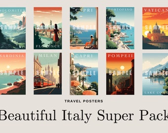 60 Unique Travel Posters - Beautiful Italy SUPER PACK