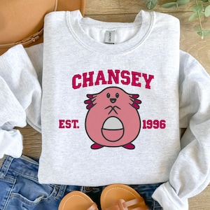 Anime Chansey embroidered  sweatshirts. Child, Adult and toddler sizes available.