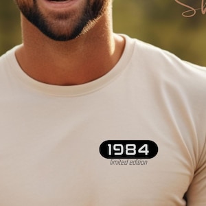 Birthday shirt for men, personalized with year, 30th 40th 50th birthday, anniversary man, fortieth birthday t-shirt for man