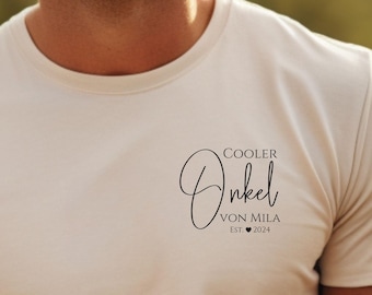 lustiges Geschenk für Onkel, Personalisiertes Cooler Onkel Shirt, T-Shirt für Onkel, Schwangerschaft Ankündigung, Cooles Vatertag Geschenk