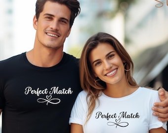 Regalo de boda, camiseta con look de pareja, camiseta de pareja, camiseta de pareja, día de San Valentín, aniversario, look de pareja, camiseta de amistad, conjunto de pareja,
