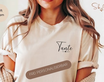 Aunt Est 2024 T-Shirt, Personalized Aunt Shirt, Gift for Aunt, Minimalist Gift for Best Aunt, Baby Announcement Shirt