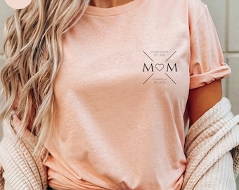 T-shirt maman personnalisé avec nom et année de naissance, cadeau pour annonce future maman, t-shirt pour naissance fête des mères, Comfort Colors®