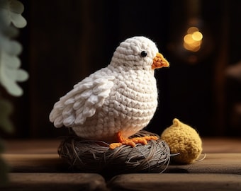 White Chicken Crochet Pattern - Digital Download for Your DIY Feathered Friend