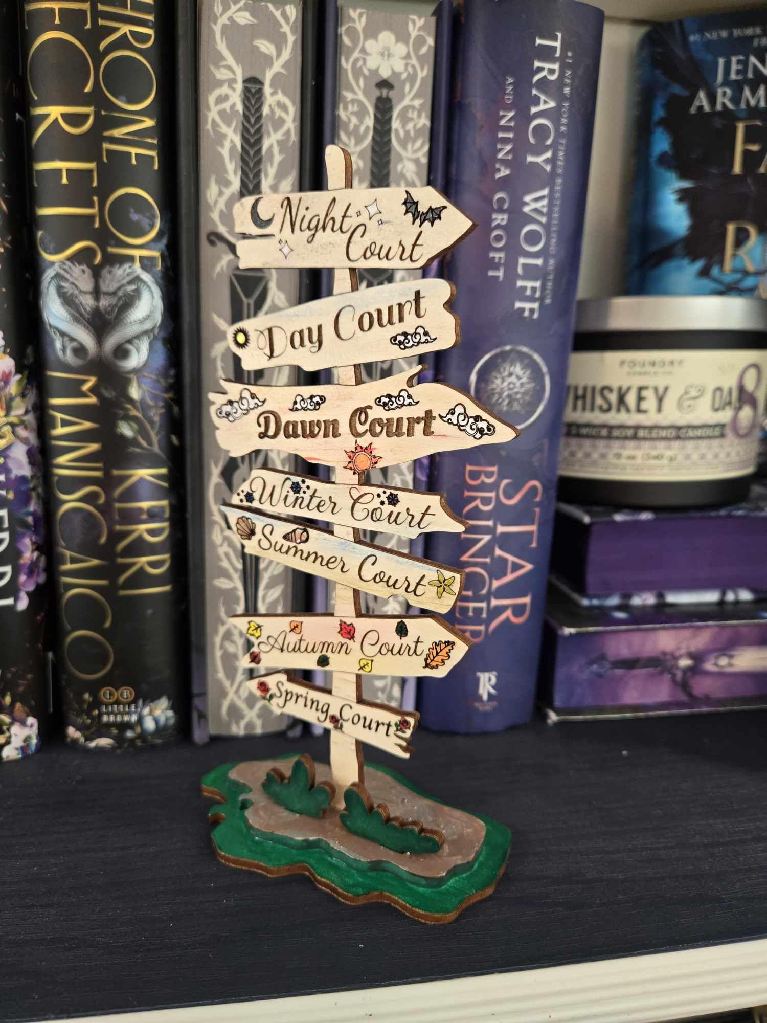 Bookish Wooden Signposts Shelf Decor, Literature-inspired Seasonal ...