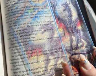 Dragons Stained Glass Bookmarks (Fourth Wing Inspired Transparent Bookmark, Stained Glass Art, Book Lover, Fantasy Book Reader Gift)