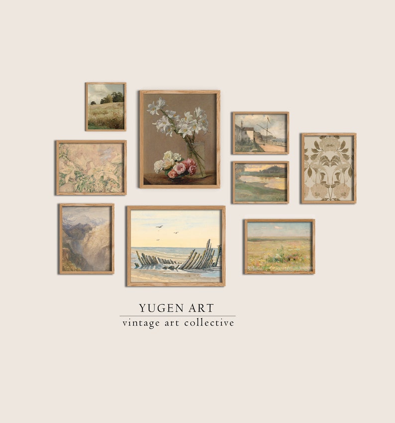 Printable Vintage Gallery Wall Art Set of 9 | Antique Prints Warm ...