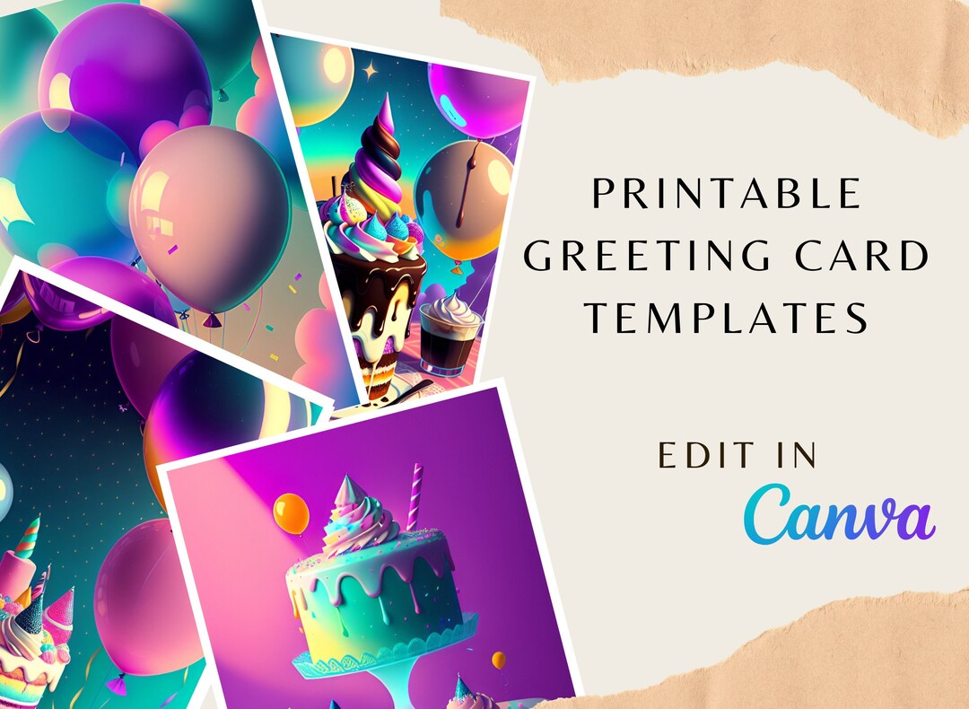 Digital Birthday Card Templates Printable Birthday Cards Etsy