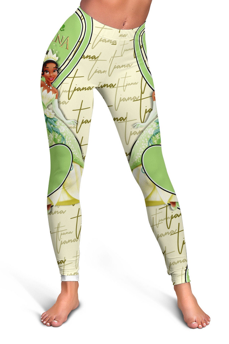 Discover Tiana Princess Legging | Warm Orange And White Color Graphic Design Outfit | Sport Yoga Clothing for Women