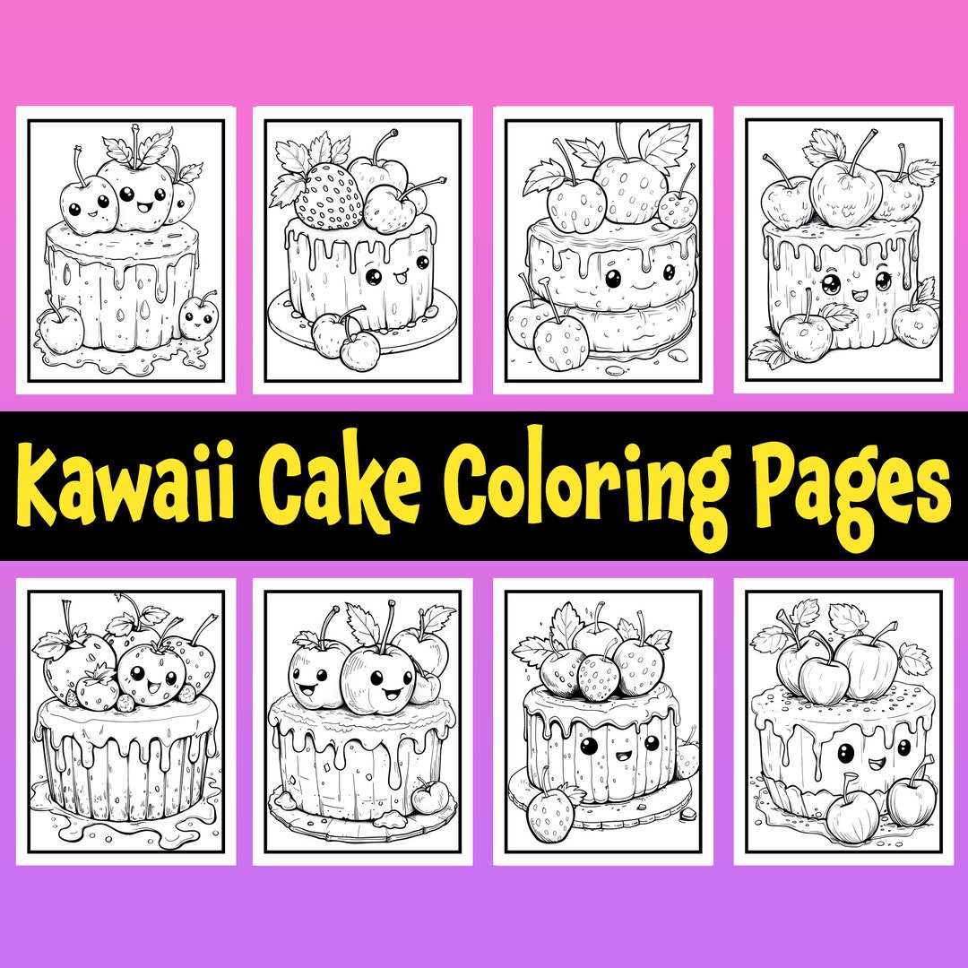Kawaii Cake Coloring Book Digital Download Kawaii Coloring Pages for Kids Kawaii Coloring Pages ...
