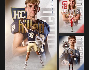 Senior Sports Template - Schnelle, einfach zu verwendende PHOTOSHOP-Vorlage, die für jeden Sport geeignet ist. Passen Sie Ihr Team an (2 ft mal 3 ft) - Prime Psd Template