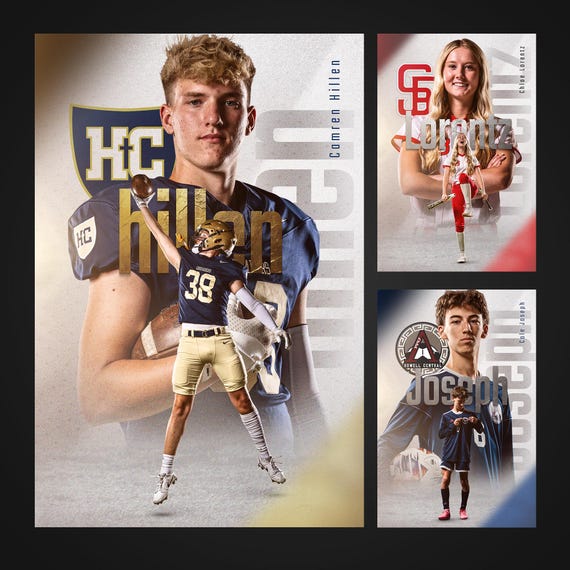 Senior Sports Template - Quick, Easy to Use PHOTOSHOP Template that fits ANY SPORT. Customize to your team (2ft by 3ft) - Prime Psd Template
