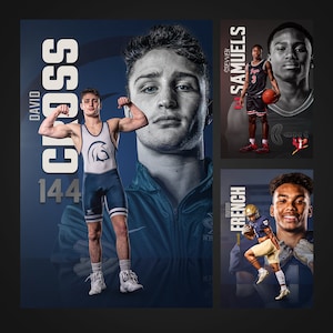 SPORTS TEMPLATE - Dual - Photoshop Digital Download 2ftx3ft AND 2ftx4ft banner Senior Sports poster Senior Banner design psd