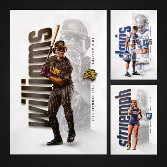 Senior Sports Template - Quick, Easy to Use Photoshop Template that fits ANY SPORT. Customize to your team. (2ft by 3ft) -- Slant Template