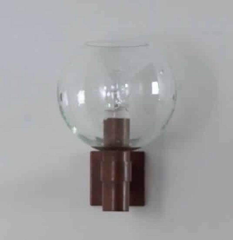 Pair of Brass Wall Lamps with Glass Sphere and Tear Drops ca. 1960 image 5
