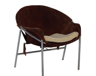 Danish Sling Chair by Erik Ole Jørgensen for Bovirke, 1953's | Brown Suede