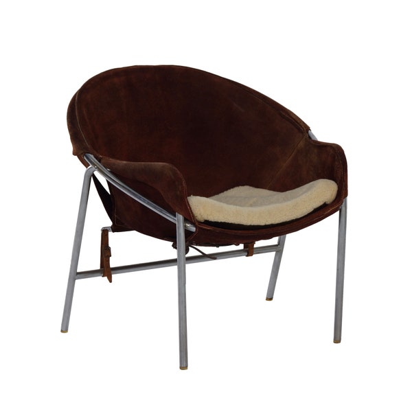 Danish Sling Chair by Erik Ole Jørgensen for Bovirke, 1953's | Brown Suede