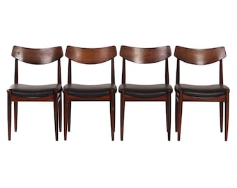 Rosewood Dining room chairs with new black leather, 1960s | Set of 4 Mid-century, Scandinavian