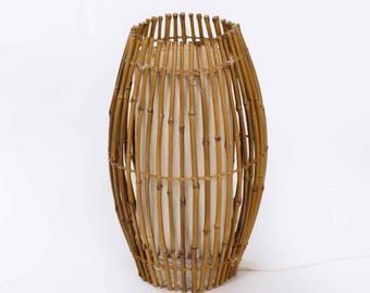 Vintage golv- eller bordslampa i bambu, 1970-talet