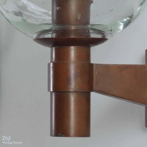 Pair of Brass Wall Lamps with Glass Sphere and Tear Drops ca. 1960 image 4