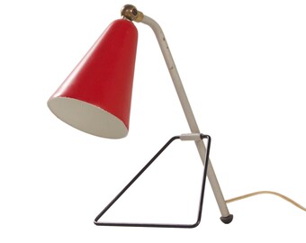 Lampada da tavolo rossa di J.J.M. Hoogervorst per Anvia, anni '50