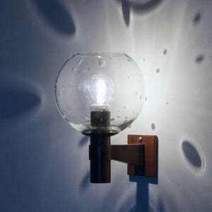 Pair of Brass Wall Lamps with Glass Sphere and Tear Drops ca. 1960 image 3