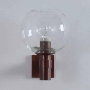 Pair of Brass Wall Lamps with Glass Sphere and Tear Drops ca. 1960 image 7