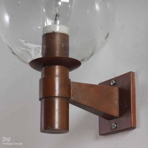 Pair of Brass Wall Lamps with Glass Sphere and Tear Drops ca. 1960 image 6
