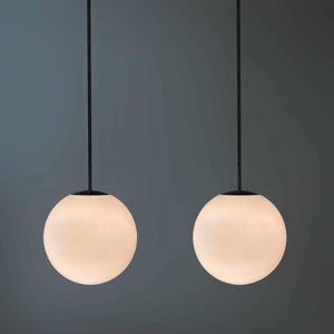 Pair of Satin Glass Pendant Lamps by Peill & Putzler, 1970s - Marked by the Maker