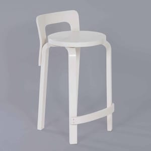 White Alvar Aalto Stool - High Model k65 for Artek, 1970s Mid-century, Scandinavian