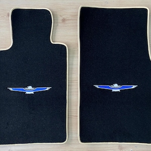 Fit For Ford Thunderbird Floor Mats Carpet Black Beige Leather Piping Edge Set Of 2 Fits; 2002-2005