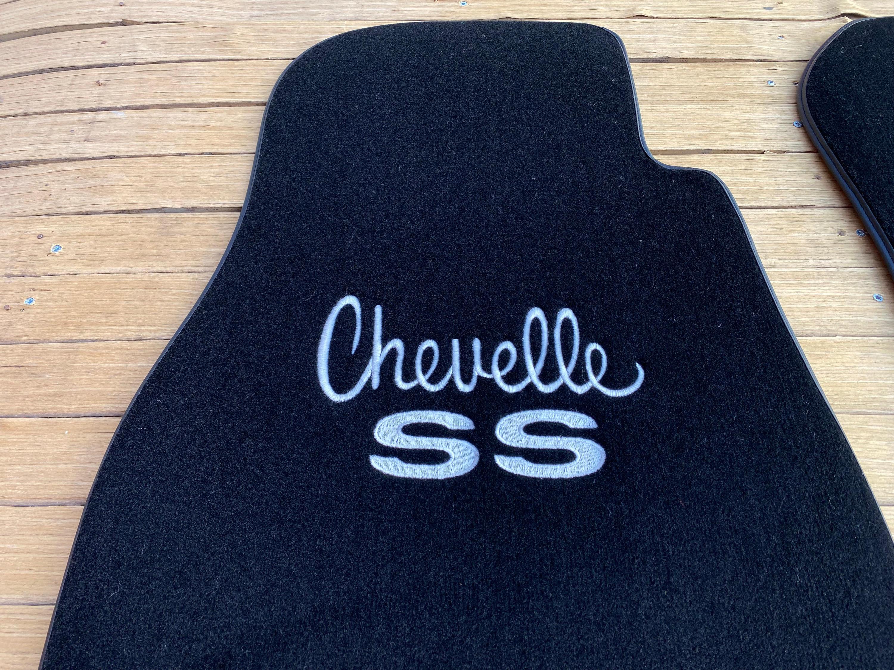 1968-1972 Chevelle Black Carpet Floor Mats With Silver Embroidered SS 396 Logo – 2-Piece Set By AFM