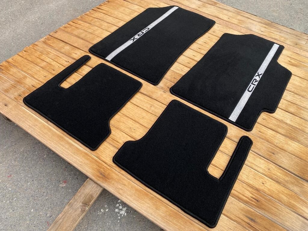 Free-Motor802 Black Nylon Floor Mats For 1988-1991 Honda CRX Civic (4-Piece Set)