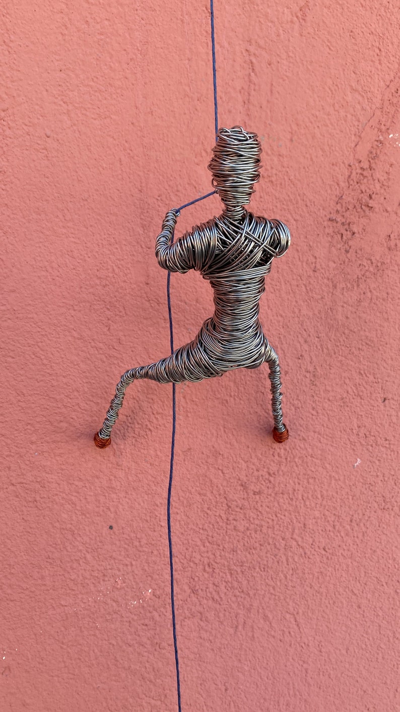 Rock Climbing Gift, Wire Sculpture, Wall Sculpture Art, Man Sculpture