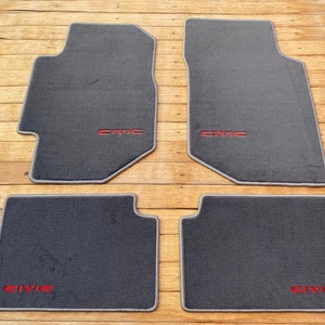For Honda Civic SH 4 Sedan Dohc vtec Ec Ed Ee Ef Ex Floor Mat Carpet GRAY Civic Red Embroidery 4 Pcs 1988-91