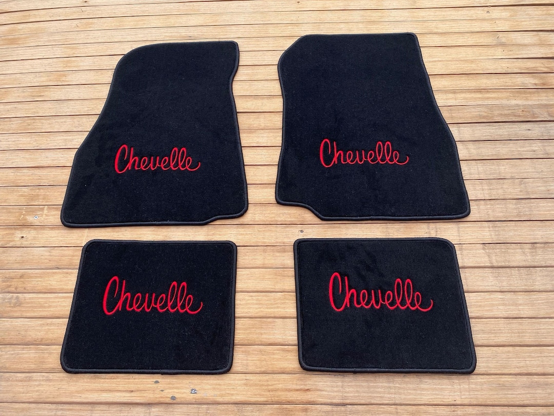 For Chevy Chevelle SS Floor Mats Carpet Black Red Embroidered Letter