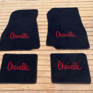 For Chevy Chevelle SS Floor Mats Carpet Black Red Embroidered Letter ...
