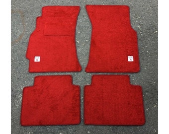 Civic EK9 Hatchback Red Velour Floor Mats: Type R Logo (1996-00 LHD)