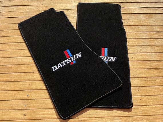 For Datsun ZX Floor Mats Carpet Black Embroidery Logo Set of 2