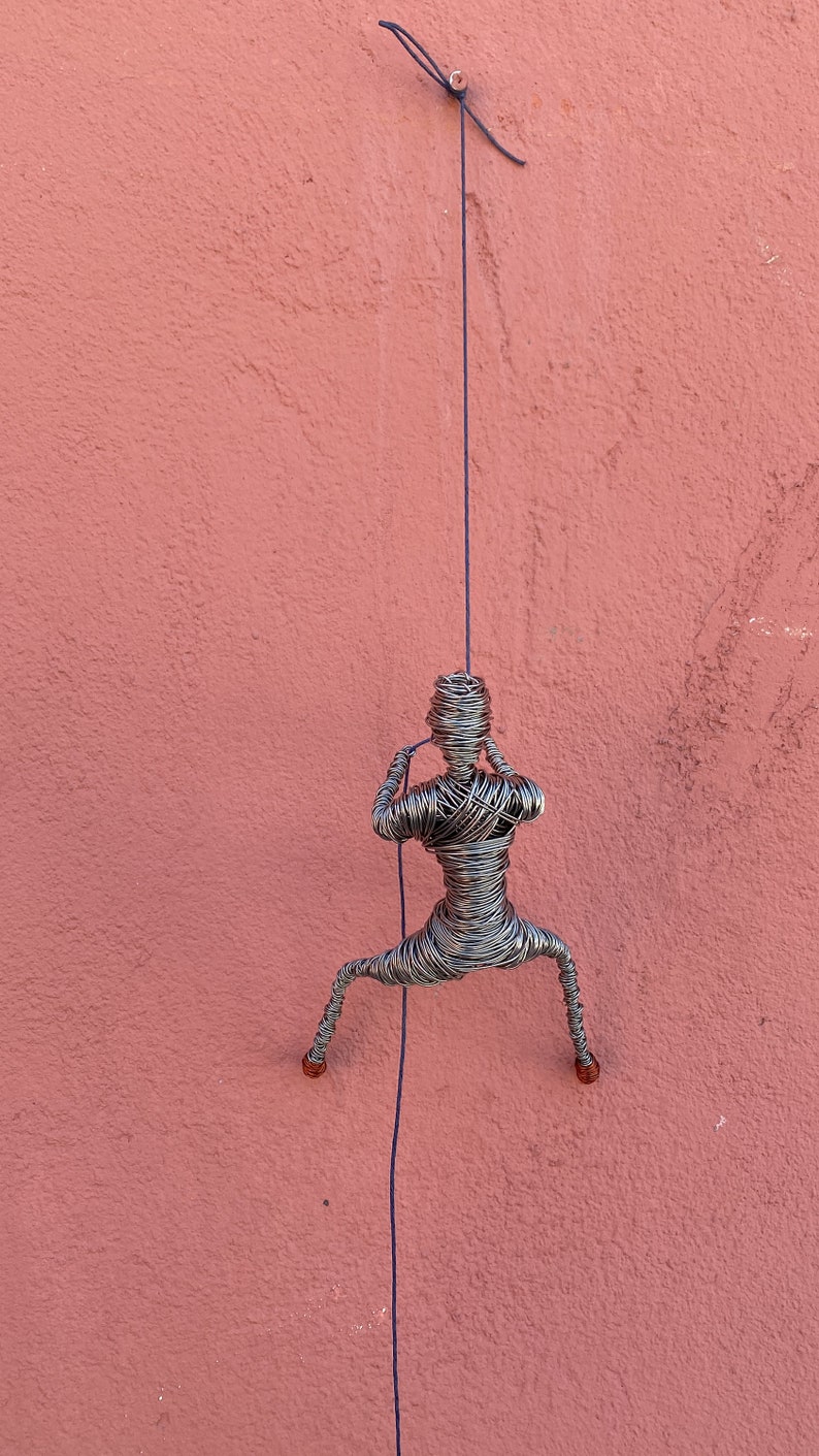 Rock Climbing Gift, Wire Sculpture, Wall Sculpture Art, Man Sculpture