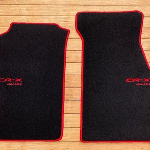 Alfombrillas para Honda Civic Crx Del Sol, alfombra negra, 2 uds., moldura roja 1995-97