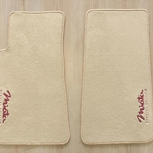 For Mazda Miata MX5 NB Custom Velour Floor Mats Carpet Tan Beige Special Edition Burgundy Embroidered 2 Pcs 1998-2005