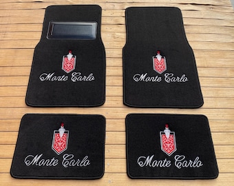 Tappetini per Monte Carlo, tappetini neri, set da 4, 1970-90