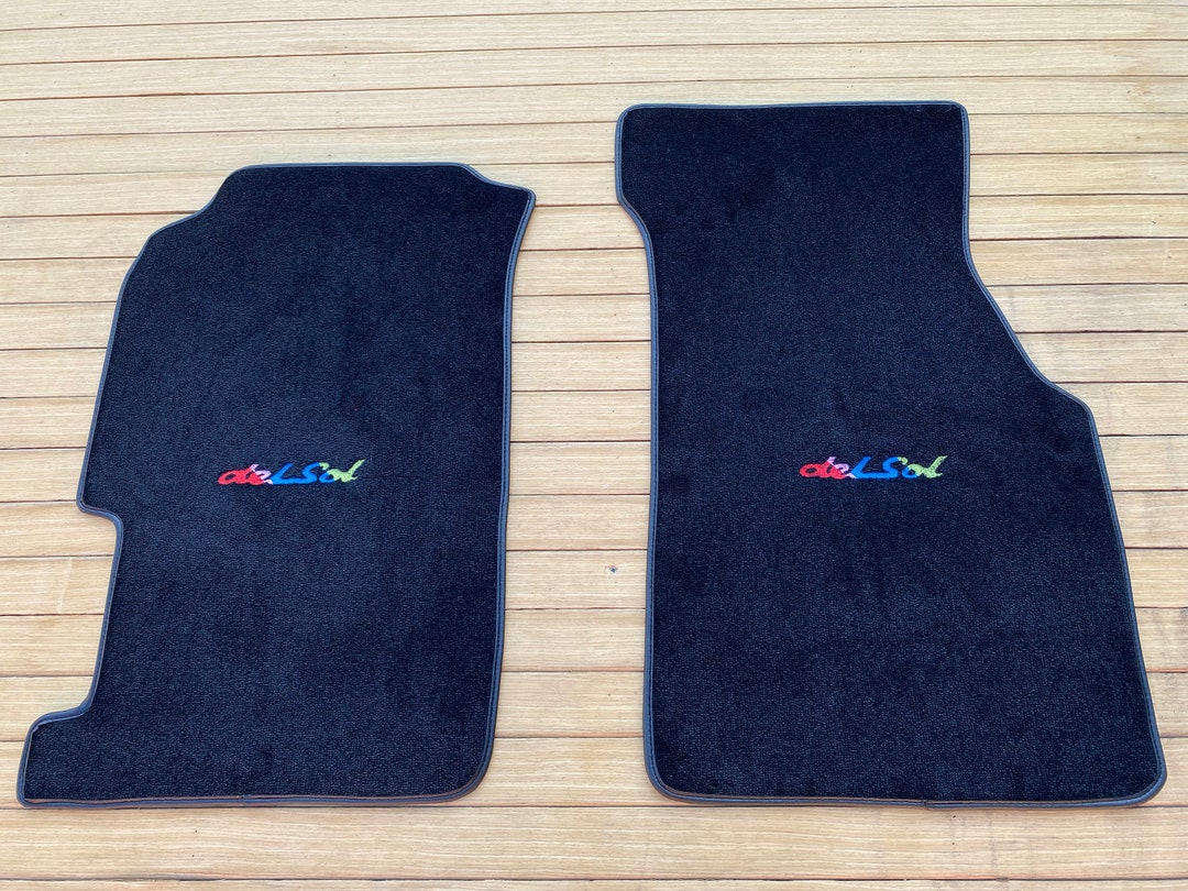 For Honda Civic Crx Del Sol Floor Mats Carpet Black 2 Pcs Black Leather