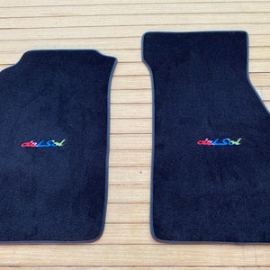 Tappetini per Honda Civic Crx Del Sol, 2 pezzi, neri, con bordo in pelle nera, 1995-97